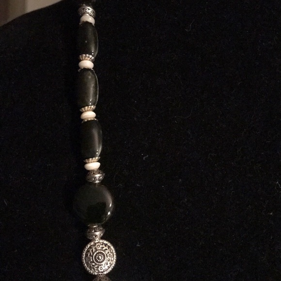 Hand crafted ceramic black and white color blocked necklace - Picture 3 of 4